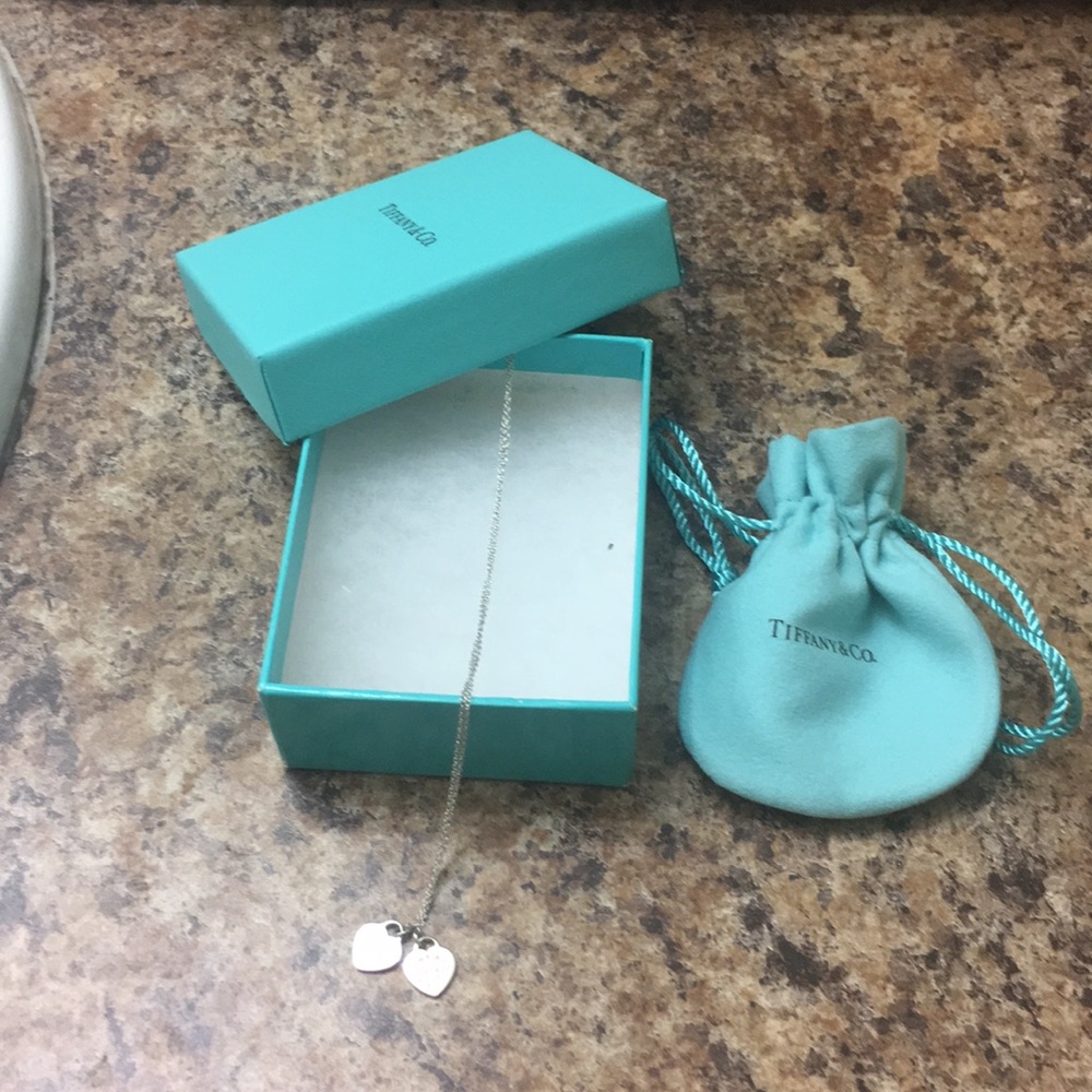 Tiffany Mini Double Heart  Tag  Necklace